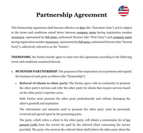 partnership agreement in malaysia