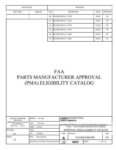 parts manufacturer approval