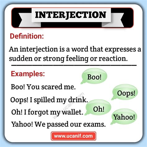 parts of speech definitions and examples interjection