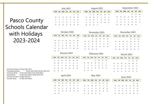 Pasco County Public Schools Calendar 2024