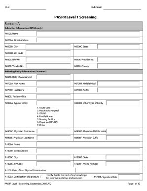 pasrr level 1 form