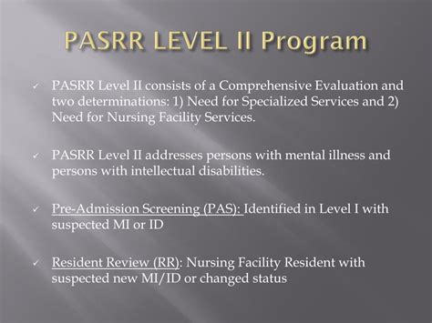 pasrr level 2 diagnosis list