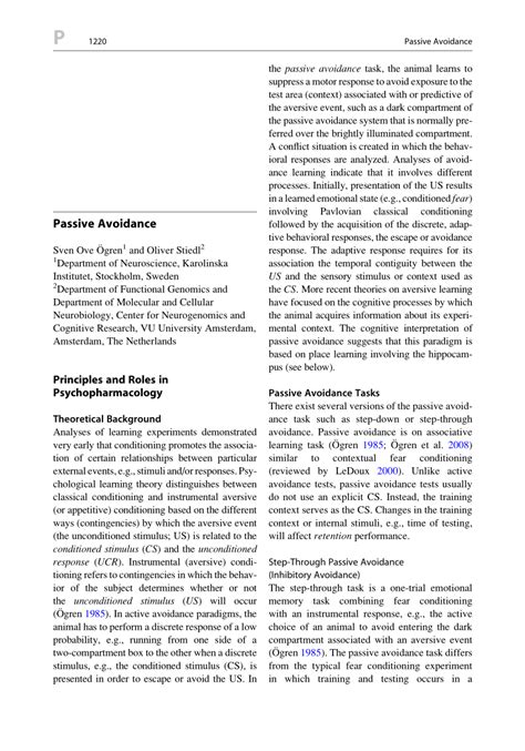 Passive Avoidance Definition