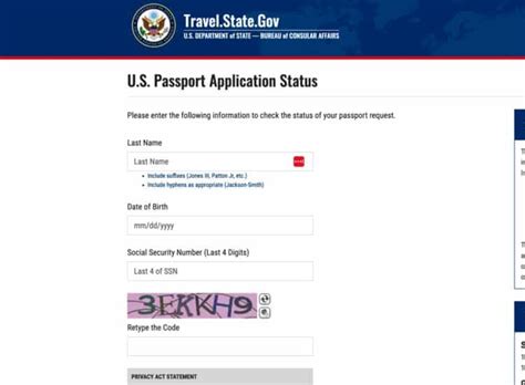 passport application status online