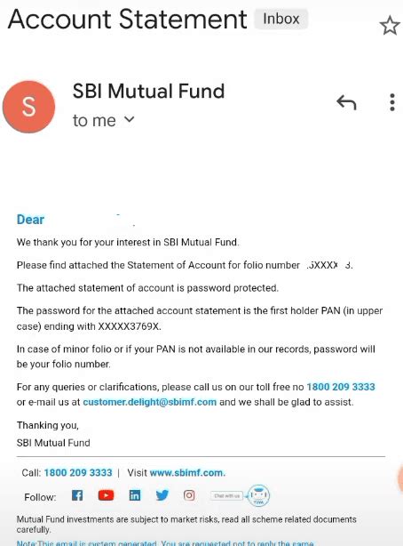 password to open sbi mutual fund statement