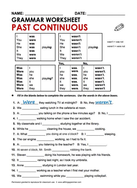 Past Continuous Interactive worksheet