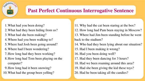 past perfect continuous tense double interrogative examples with answers