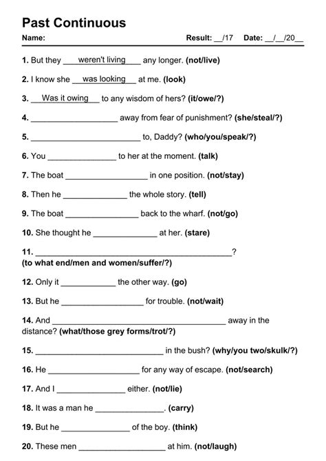 past simple and present continuous exercises pdf with answers