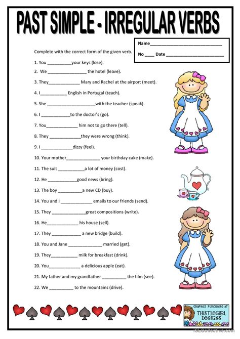 past simple irregular verbs exercises with answers