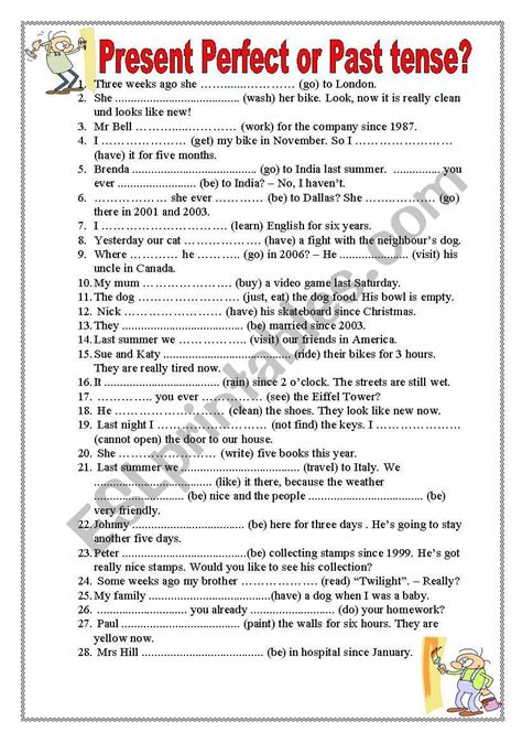 past tense and present perfect tense exercises with answers