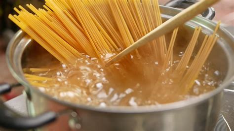 pasta being cooked boiling