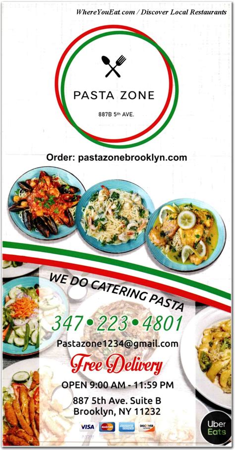 pasta zone menu