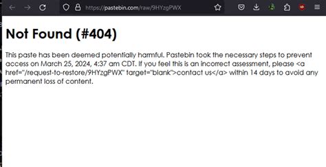 Pastebin 404 Error
