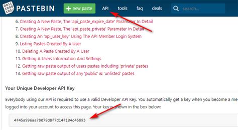 Pastebin Api Dev Key