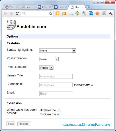 Pastebin Chrome Extension