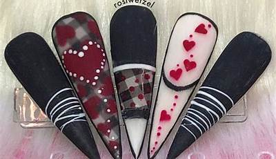 Pastel Goth Valentines Nails