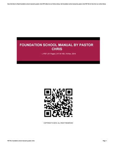 pastor chris foundation course manual