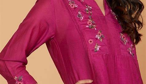 Light Pink Embroidered Kurta Floral embroidery patterns
