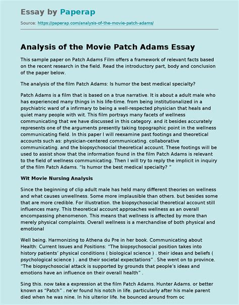 patch adams summary essay
