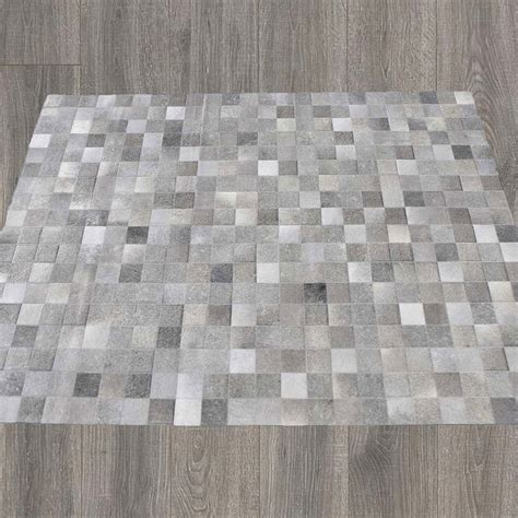 Patchwork Cowhide Rug Gray