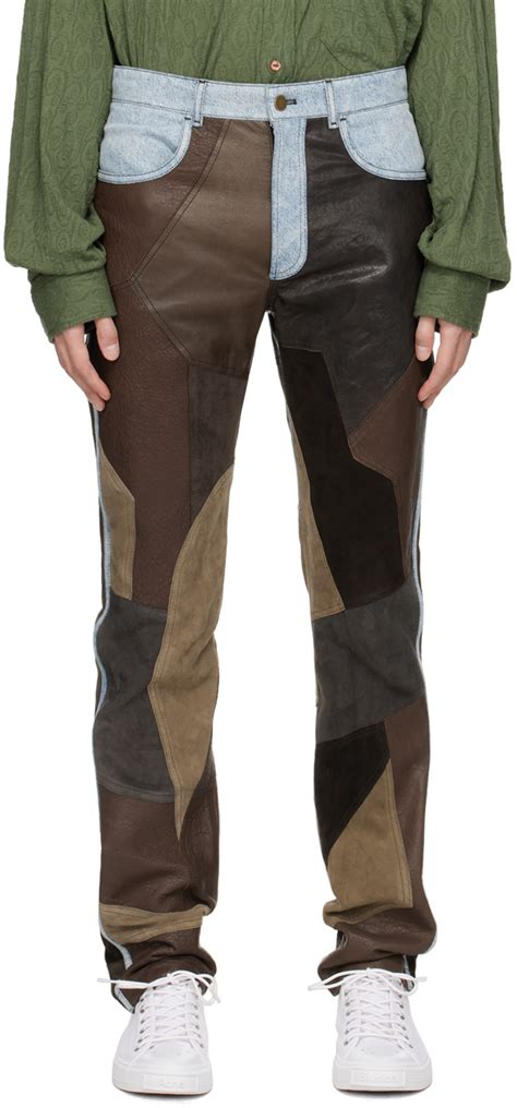 Patchwork Leather Pants