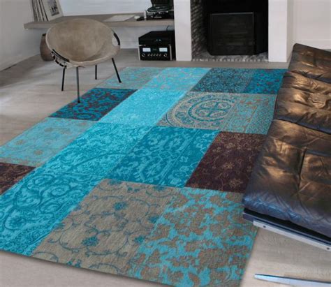Patchwork Teppich Türkis Gold in 240x170cm (1001886) carpetido.de
