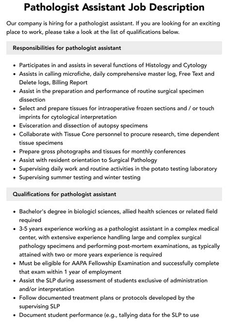 Pathologist Assistant Jobs