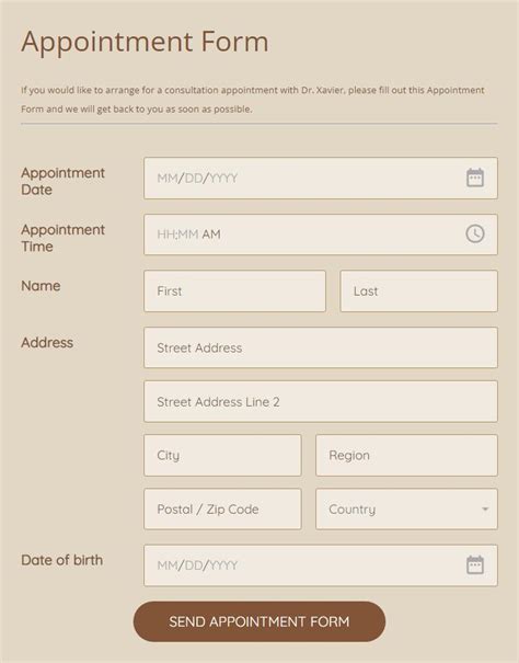 patient appointment booking form
