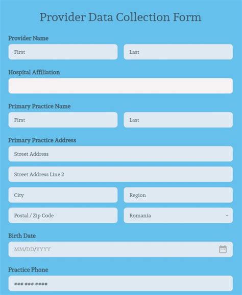 patient data collection form template