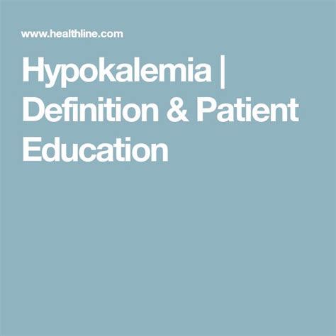 patient teaching for hypokalemia