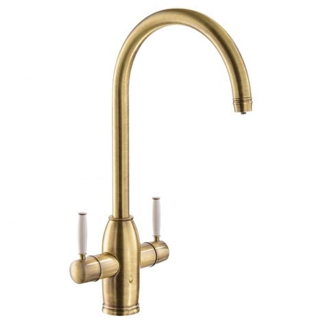 patinated brass hot water tap