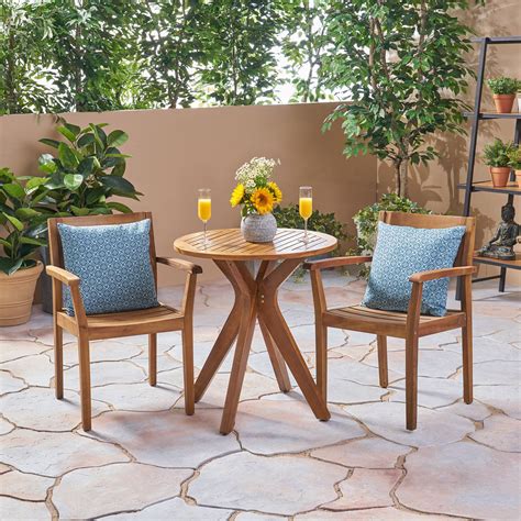 3 Pcs Patio Bar High Furniture Set, High Top Bistro Set with Soft