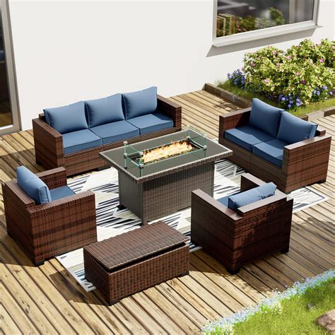 patio set with fire pit table