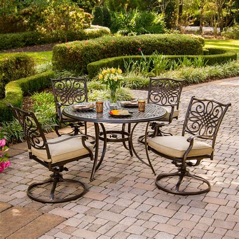 Nuu Garden 5 Piece Cast Aluminum Patio Dining Set Outdoor