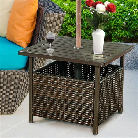 Patio Side Table Brown
