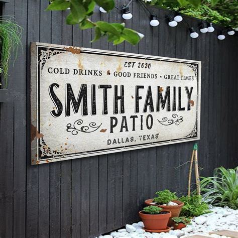 Custom Hanging Metal Patio Sign Outdoor Beach Decor Wedding Gift