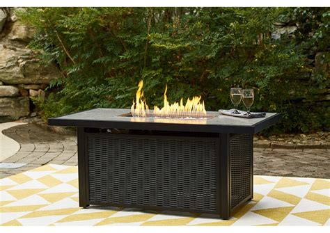 Mountain View 7 Piece Cast Aluminum Sling Patio Fire Pit Dining Set W/ 60 Inch Round Table By