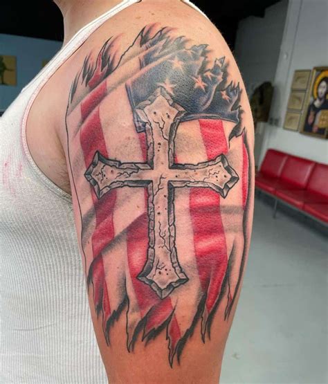 Powerful Patriotic Cross Tattoo Designs 2023