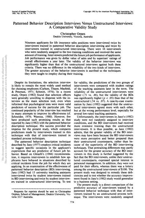 pattern behaviour description interviews