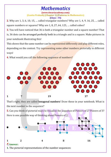 pattern in mathematics class 6 worksheet with answers pdf term