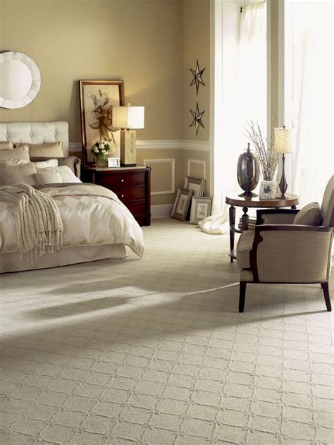 Patterned Carpet In Master Bedroom