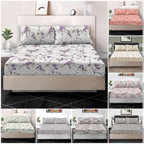 Patterned Fitted Double Bed Sheets
