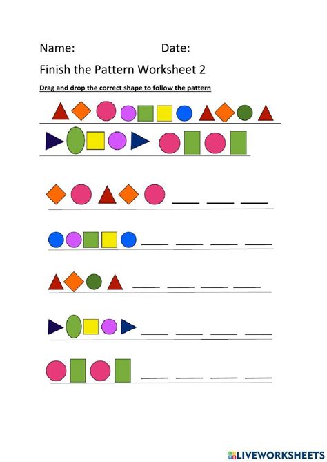 patterns worksheet for grade 2 with answers