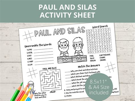 Paul And Silas In Jail Activity Sheets