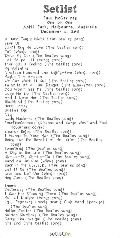 paul mccartney setlist melbourne