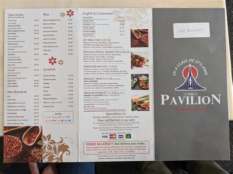 pavilion restaurant menu