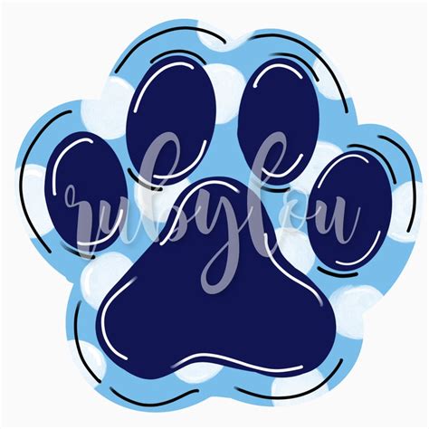 Cute hand drawn Paw Print Columbia Blue Navy sublimation Etsy