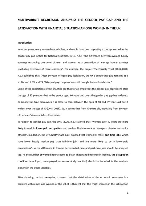 pay gap multivariate analysis