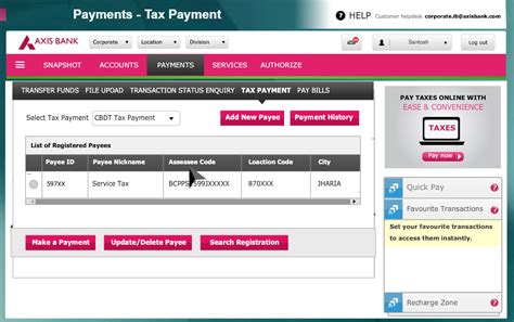 pay income tax online axis bank