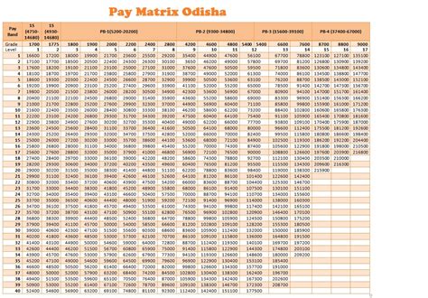 pay matrix table pdf odisha